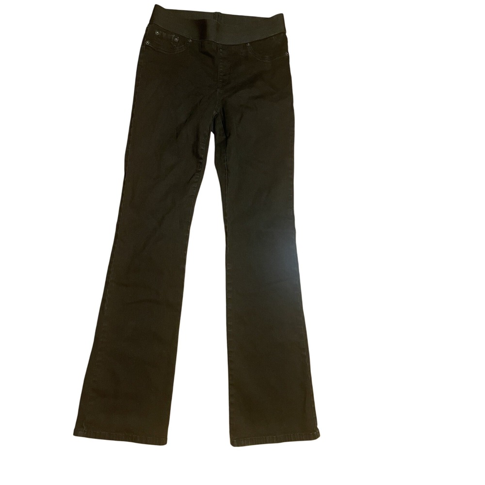 Karen Kane Black Pull On Flare Jeans Elastic Waist Stretch Pants Womens